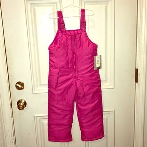 Girl’s Snow Bibs Overalls Pink Size Small 4, New